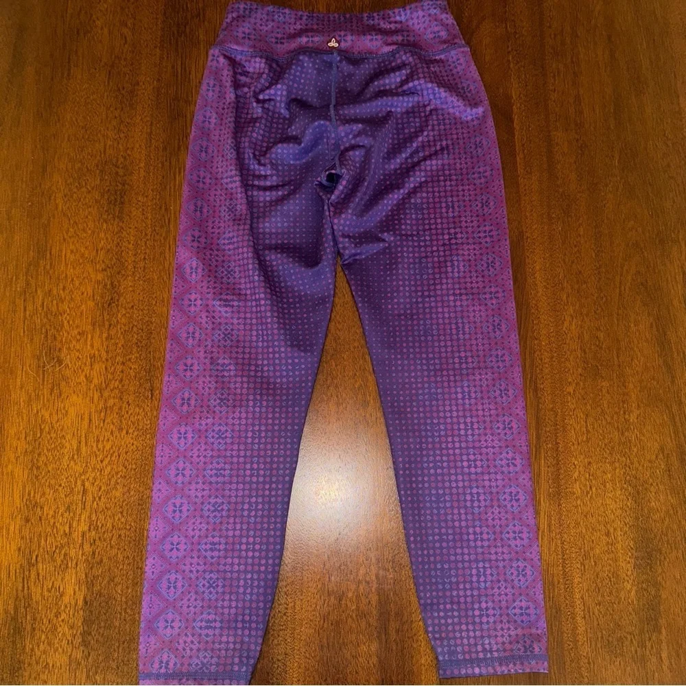 Prana Grapevine Bali Roxanne Printed Cropped Leggings Purple Mid Rise Size XS